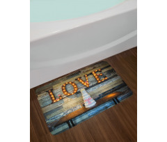 Wedding Cake Love Wood Bath Mat