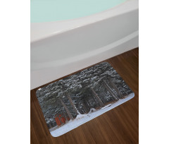 Snowy Forest Cottage Bath Mat