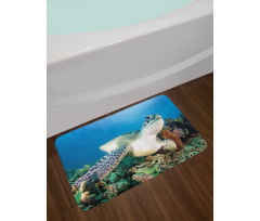 Green Turtle Coral Bath Mat