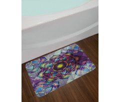 Grunge Futuristic Mandala Bath Mat