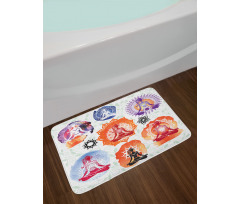 Women Meditating Lotus Bath Mat