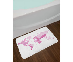 World Map Continents Bath Mat