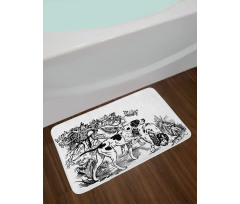 Dogs in Forest Bath Mat