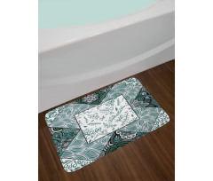 Leaves Chevron Flower Mix Bath Mat