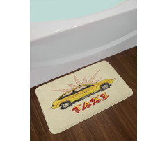 Pop Art Taxi Cab Vintage Bath Mat