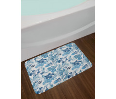 Hawaiian Flowers Palm Tree Bath Mat