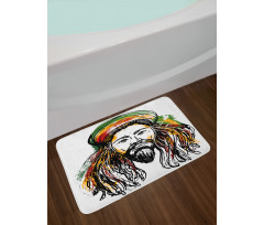 Rasta Man Sketch Portrait Bath Mat