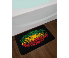 Grunge Lion Head Portrait Bath Mat