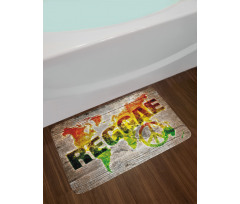 World Map Reggae Words Bath Mat