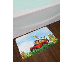 Cartoon Wildlife Animals Bath Mat