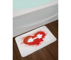 Red Heart Dumbbell Art Bath Mat