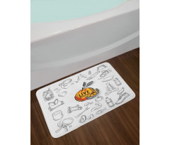 Live Healthy Theme Bath Mat