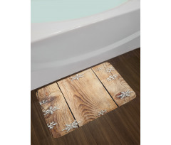 Wood Plank Snowflakes Bath Mat