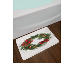 Poinsettia Blossoms Bath Mat