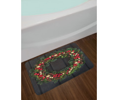 Fir Xmas Wreath Bath Mat