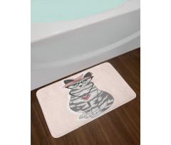 Kitty Glasses Bath Mat