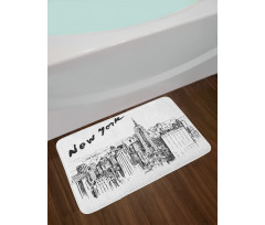 Vintage Hand Drawn City Bath Mat