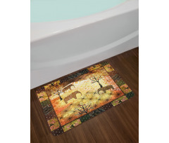 Grunge Elephants Roses Bath Mat