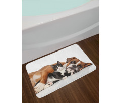 Cat Dog Friendship Bath Mat