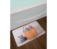 British Cats in Basket Bath Mat