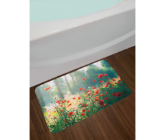 Wild Red Poppy Field Bath Mat