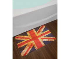 Union Jack Motif Grunge Bath Mat