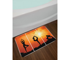 Women Practice at Sunset Bath Mat