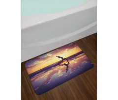 Woman on Beach Dramatic Bath Mat