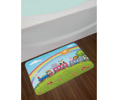 Animal Train Rainbow Funny Bath Mat