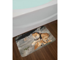 Lions Basking in Sun Jungle Bath Mat