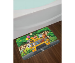 Animals Balloons Bus Travel Bath Mat