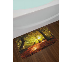 Blurry Forest Dreamy View Bath Mat