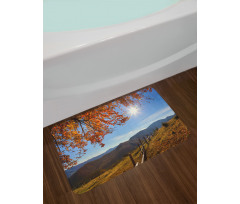 Fallen Leaves and Hills Bath Mat