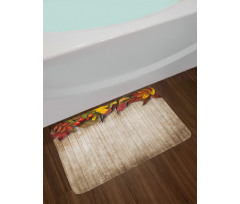 Dry Leaves Berries Vivid Bath Mat