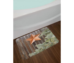 Star on Wood Bath Mat
