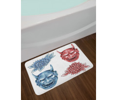 Colored Japan Masks Bath Mat