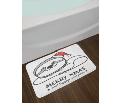 Sloth Christmas Hat Bath Mat