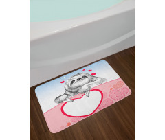 Romantic Sloth in Love Bath Mat