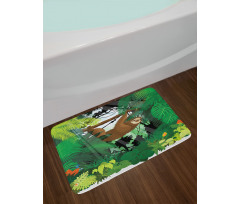 Vibrant Rainforest Plants Bath Mat