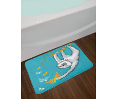 Sketchy Sloth Butterflies Bath Mat