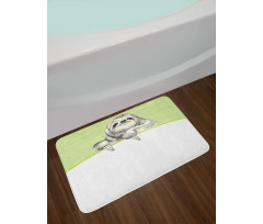 Idle Sloth Abstract Green Bath Mat