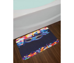 Vivid Blue Carnival Mask Bath Mat