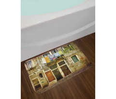 Grunge Building Facade Bath Mat