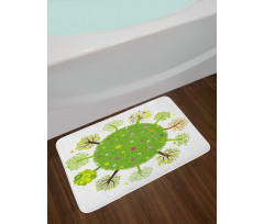 Various Green Trees Bloom Bath Mat