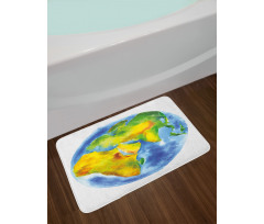 Globe of Earth Watercolors Bath Mat