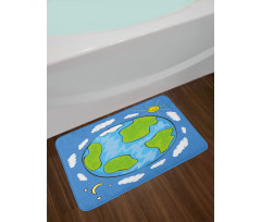 Kids Drawing of Planet Bath Mat