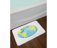 Watercolor Style Planet Bath Mat
