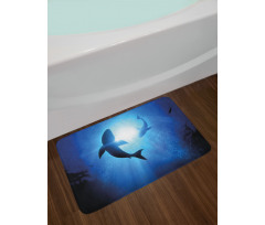 Fishes Circling in Ocean Bath Mat