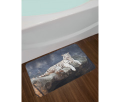 Wildlife Cat on the Rock Bath Mat