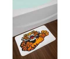 Cartoon Angry Wild Cat Bath Mat